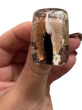 Adjustable Glass Floral Ring * accepting offers
